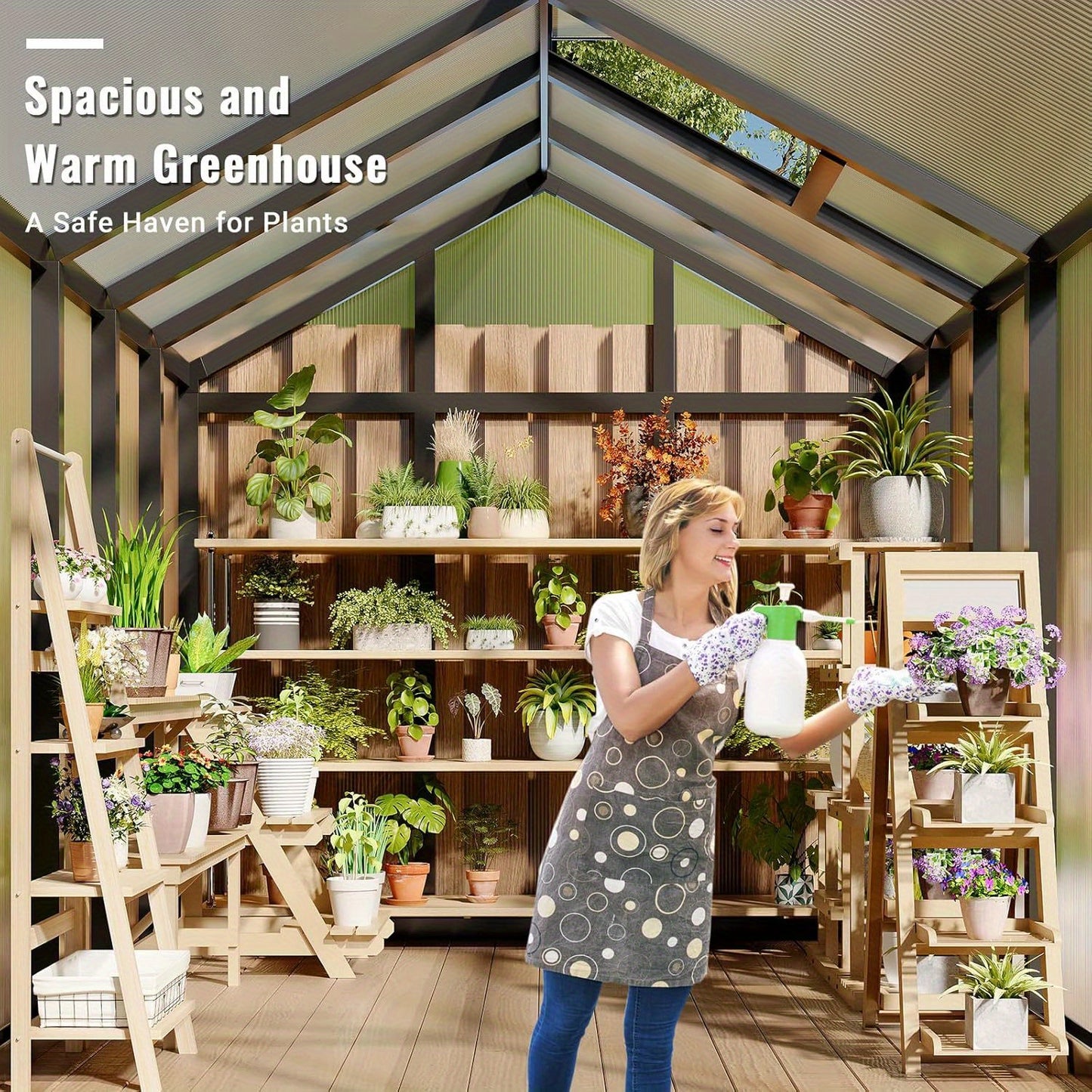 6x8 Ft Aluminum Polycarbonate Walk-in Greenhouse
