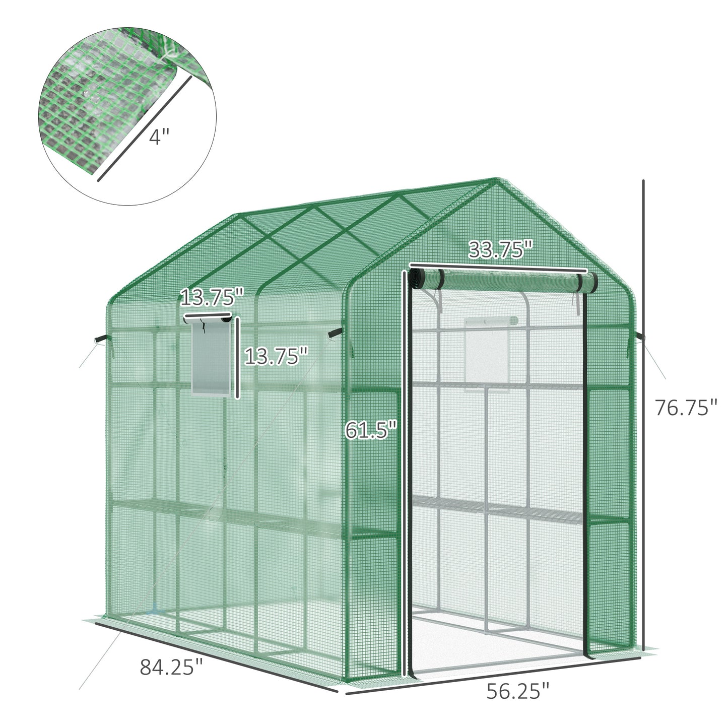 Walk-In Greenhouse with Shelves and UV Protection