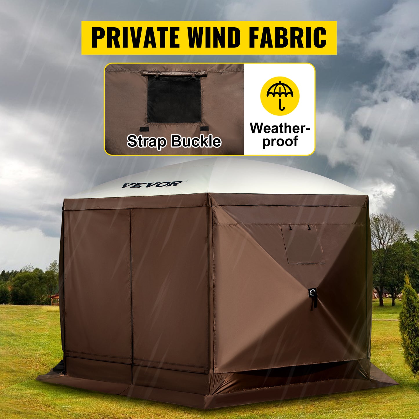 SucceBuy Pop Up Camping Gazebo 12x12 Six Sided Shelter