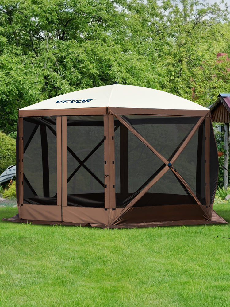 SucceBuy Pop Up Camping Gazebo 12x12 Six Sided Shelter
