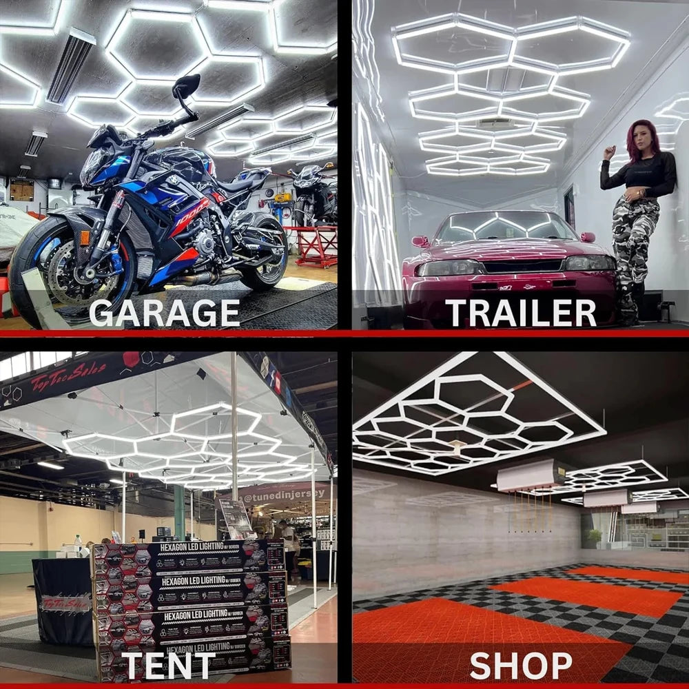 Honeycomb Hex Light Hexagon Led Lighting For Garage Car Wash