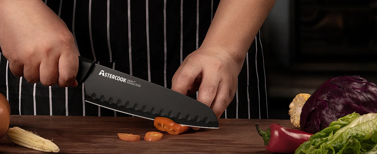 Astercook 15 Piece German Stainless Knife Set With Sharpener