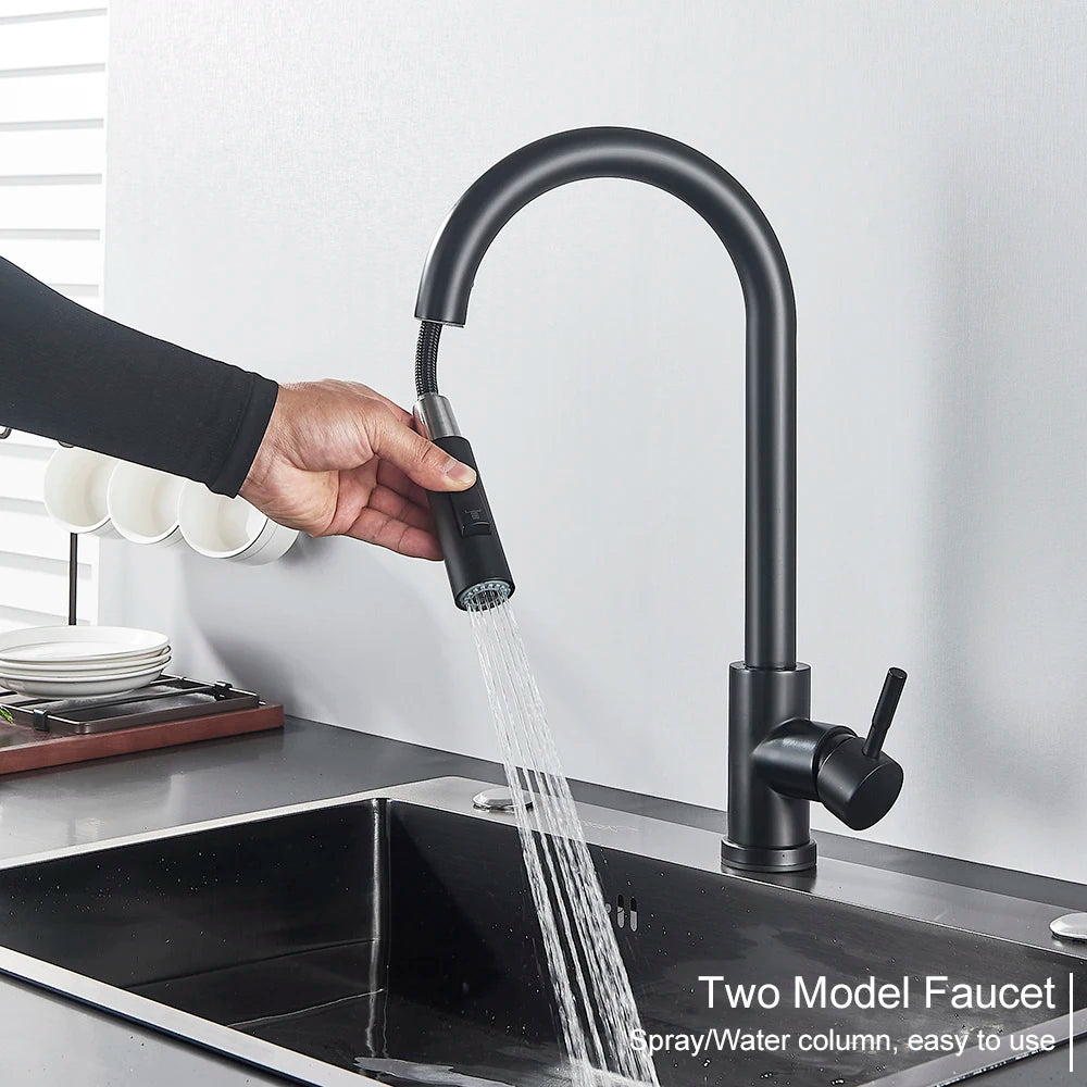 Pull Out Sensor Black Kitchen Faucet Sensitive Touch Control