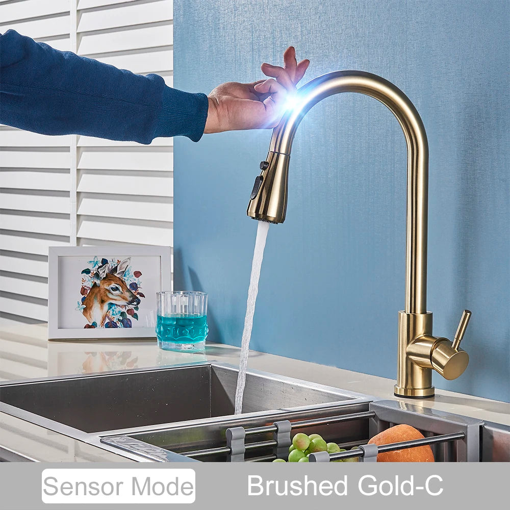 Pull Out Sensor Black Kitchen Faucet Sensitive Touch Control