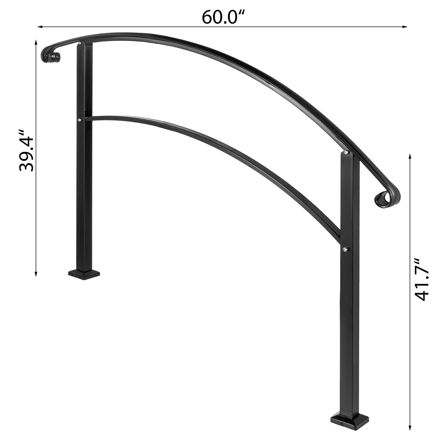 SucceBuy Wrought Iron Handrail For Outdoor Steps 1 Or 5 Kit