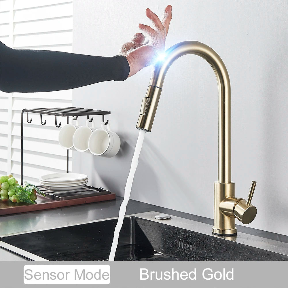 Pull Out Sensor Black Kitchen Faucet Sensitive Touch Control