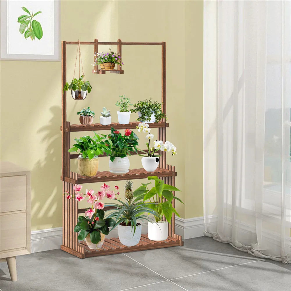 3 Tier Hanging Wood Plant Stand Planter Organizer Rack
