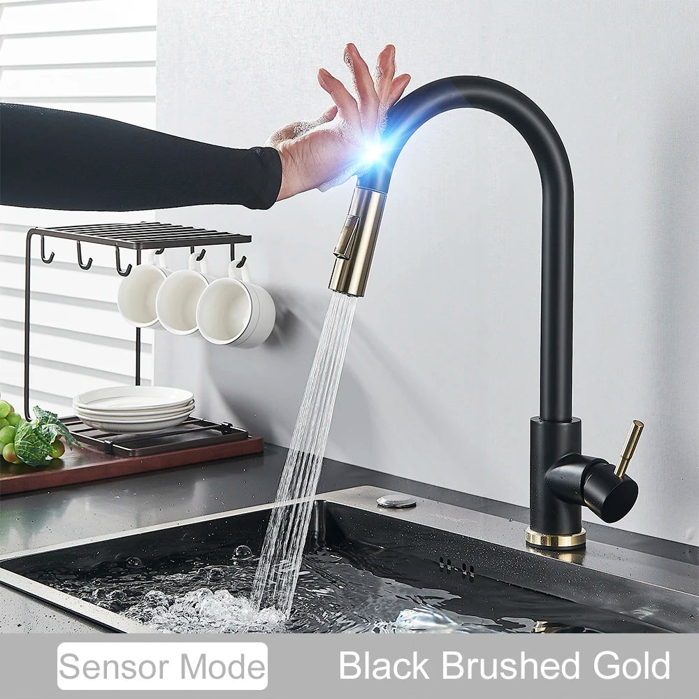 Pull Out Sensor Black Kitchen Faucet Sensitive Touch Control