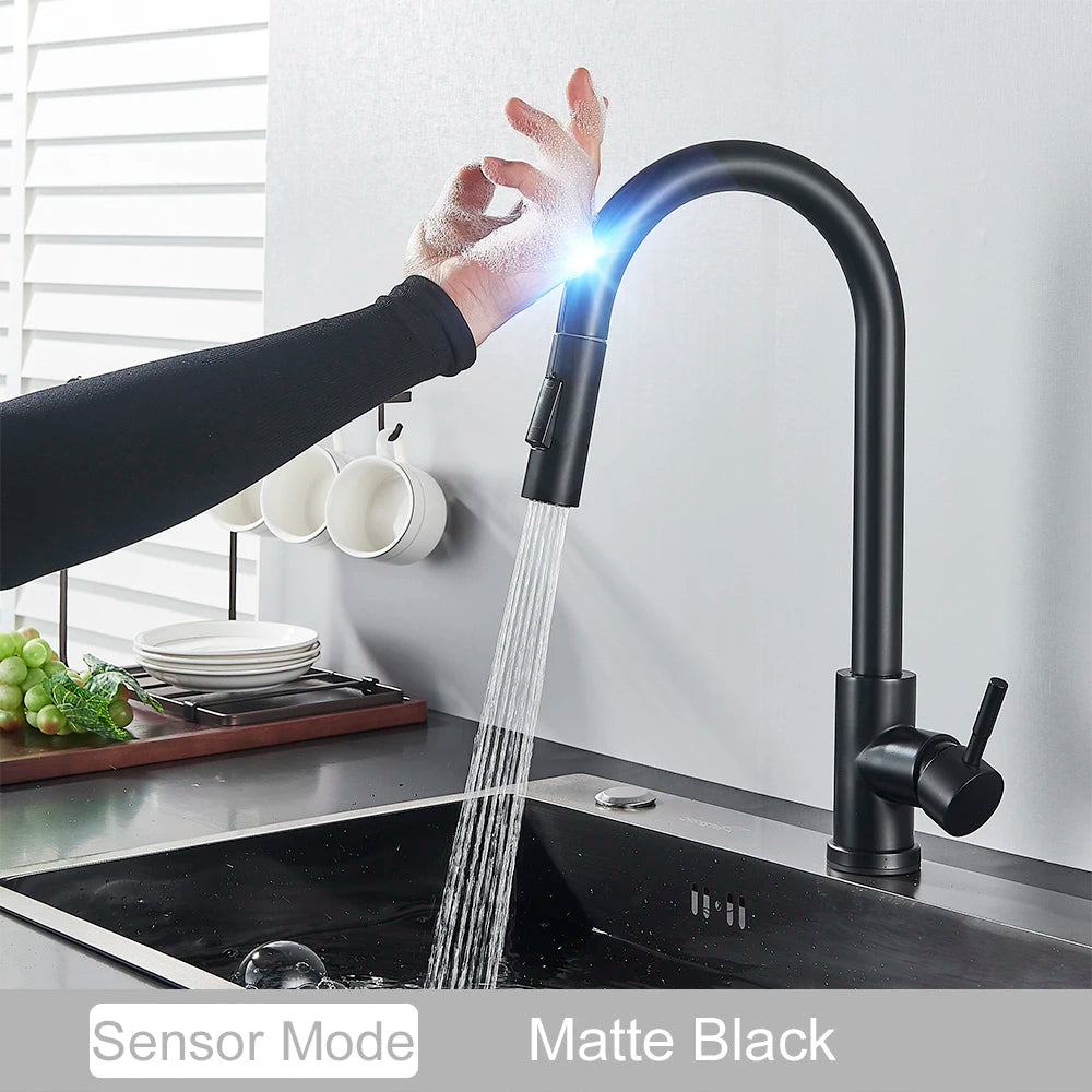 Pull Out Sensor Black Kitchen Faucet Sensitive Touch Control