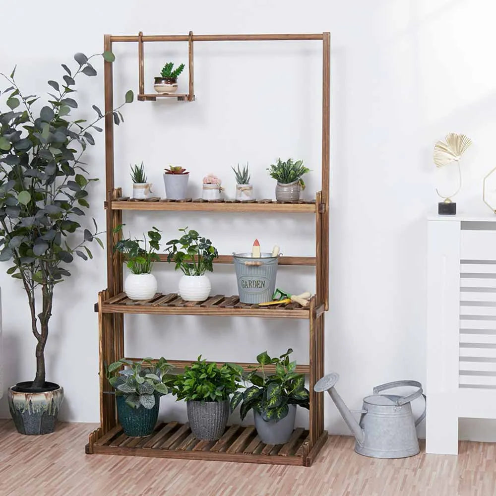 3 Tier Hanging Wood Plant Stand Planter Organizer Rack