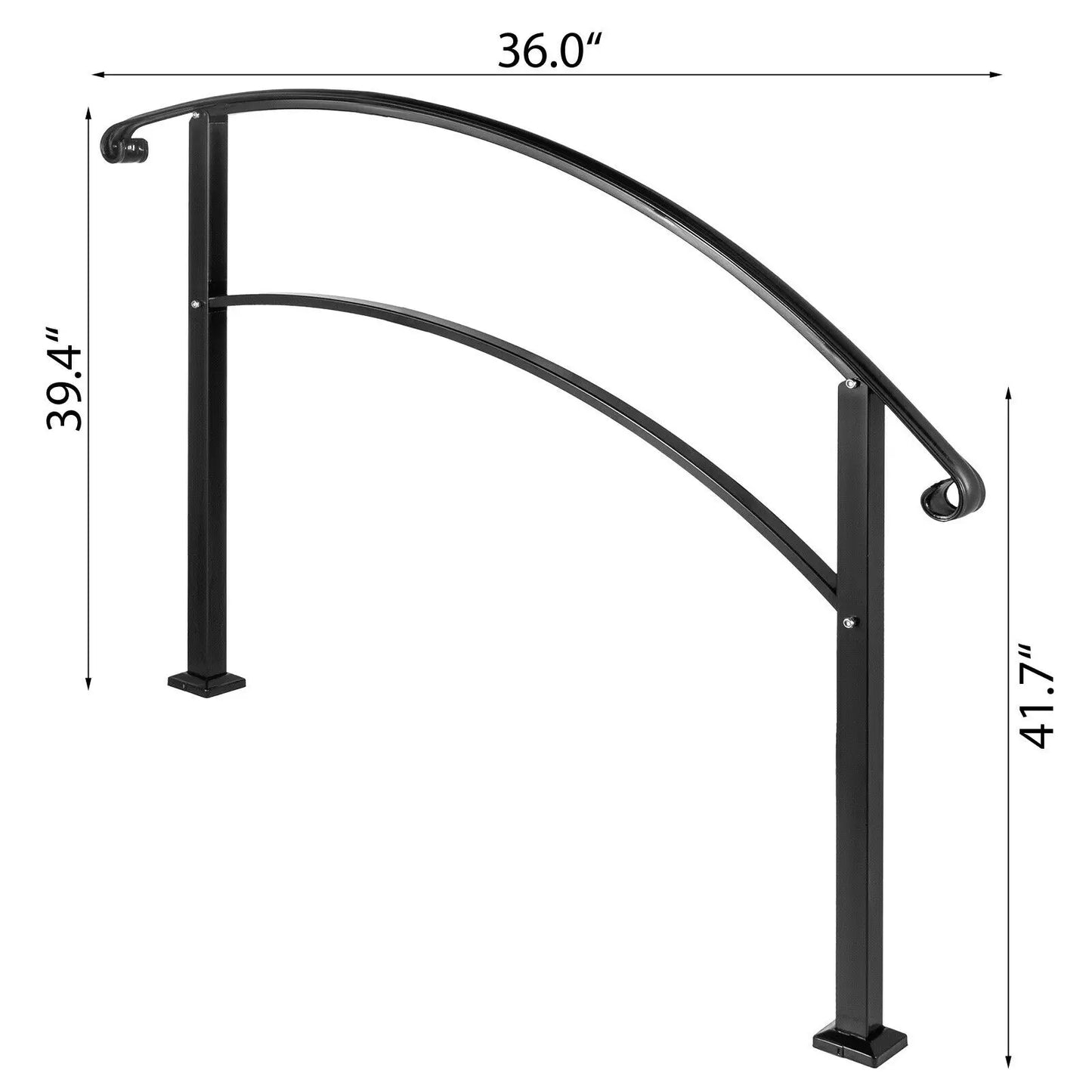 SucceBuy Wrought Iron Handrail For Outdoor Steps 1 Or 5 Kit