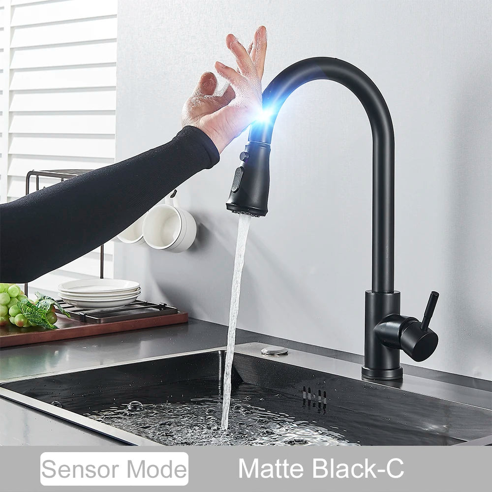 Pull Out Sensor Black Kitchen Faucet Sensitive Touch Control