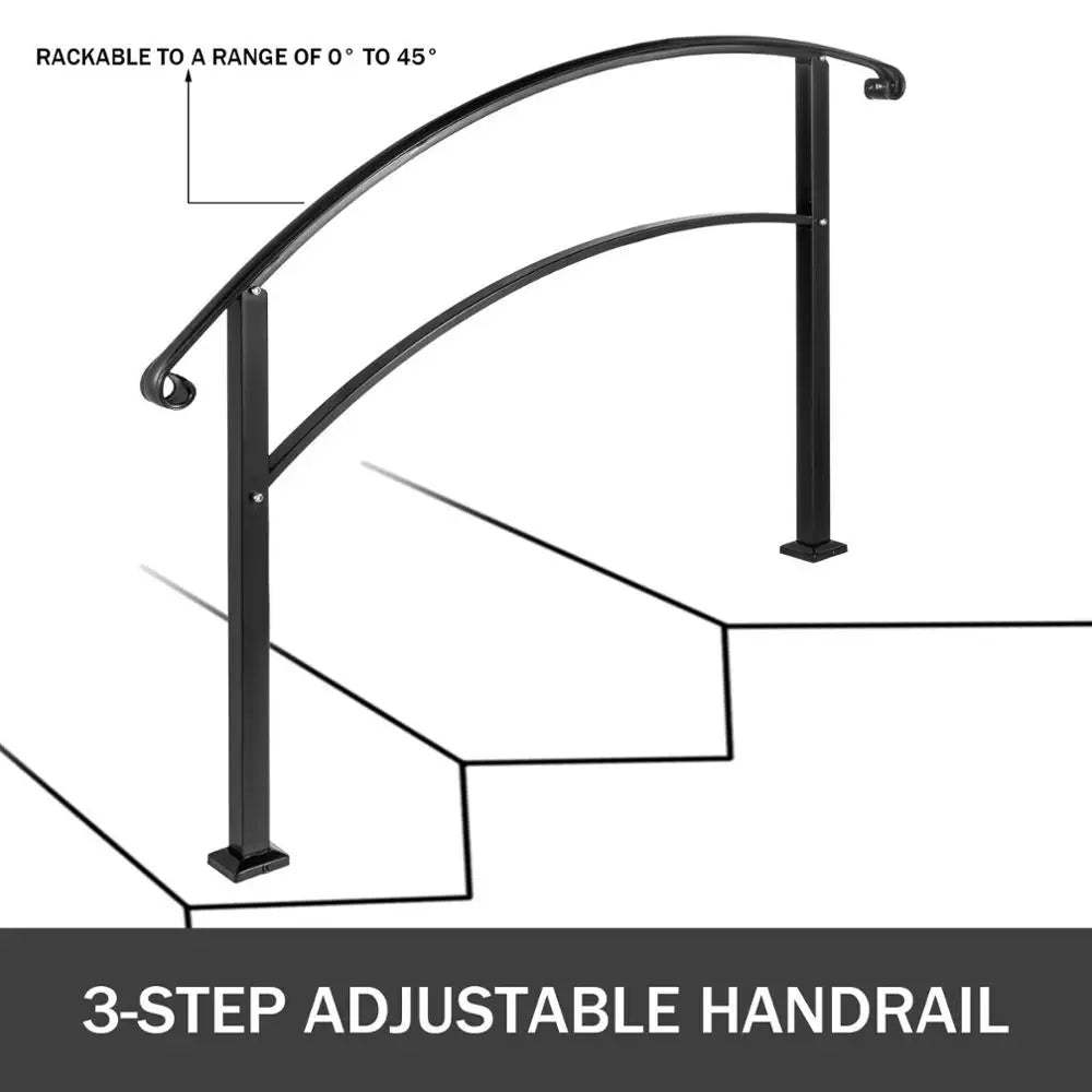 SucceBuy Wrought Iron Handrail For Outdoor Steps 1 Or 5 Kit