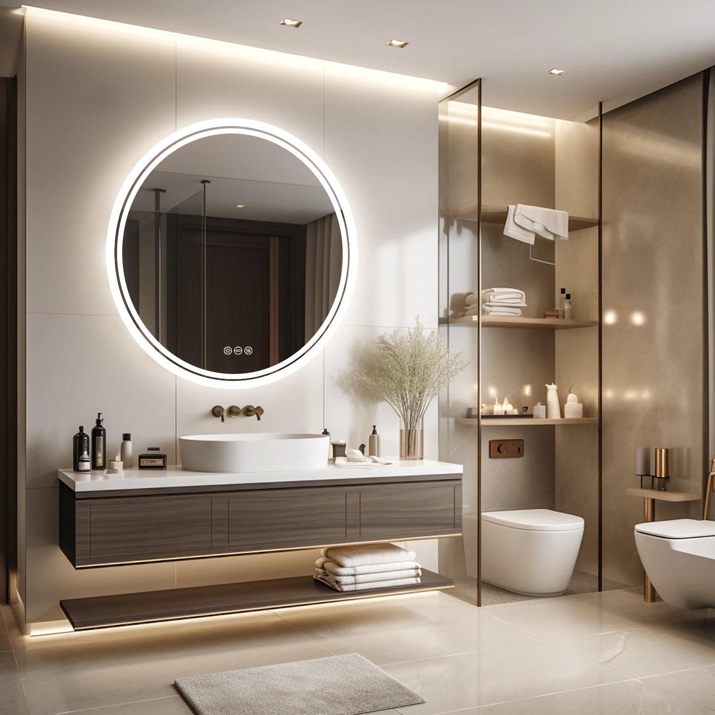 Bathroom LED Mirror Backlit Wall Mounted Anti Fog IP65