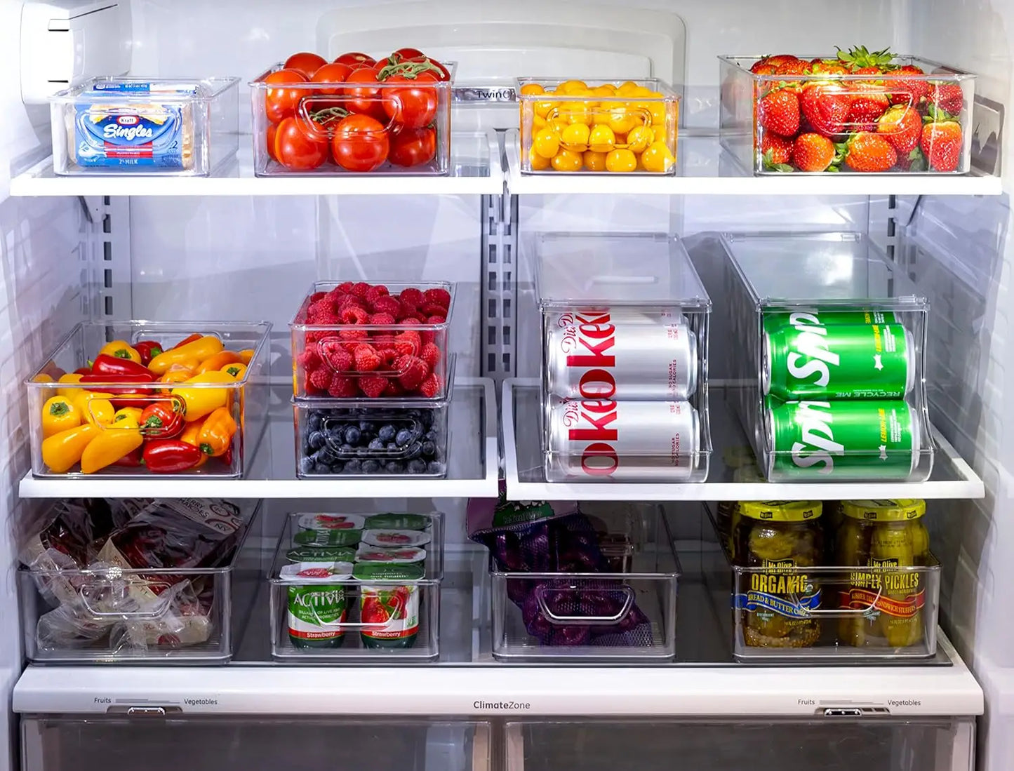 Refrigerator Organizer Bins - Stackable Plastic Pantry Baskets