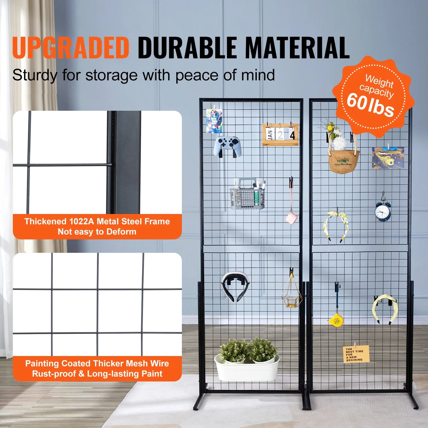 SucceBuy Grid Wall Panels Double Sided Gridwall Racks Hooks