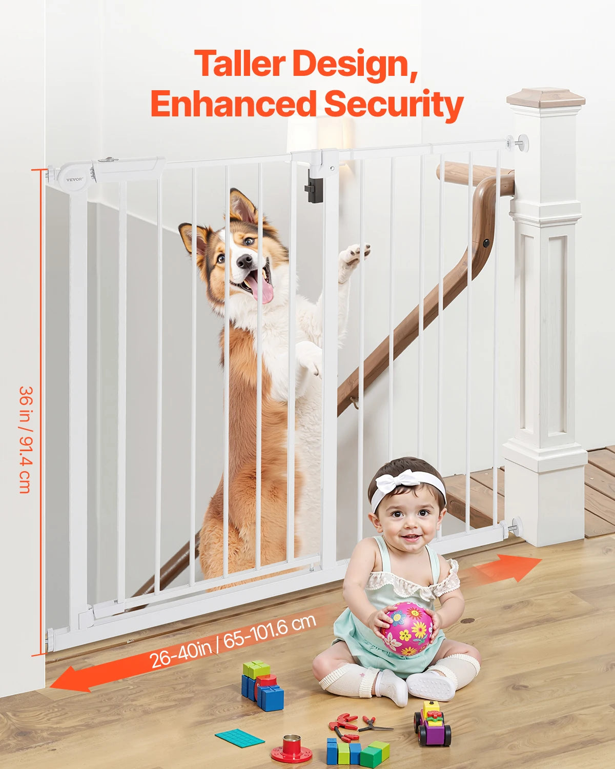 VEVOR Baby Gate 28 30 36 Inch High Walk Thru Pressure Mount