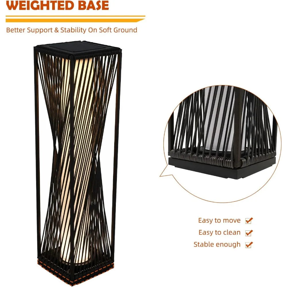 Solar Yard Outdoor Solar Floor Lamp Resin Wicker Waterproof