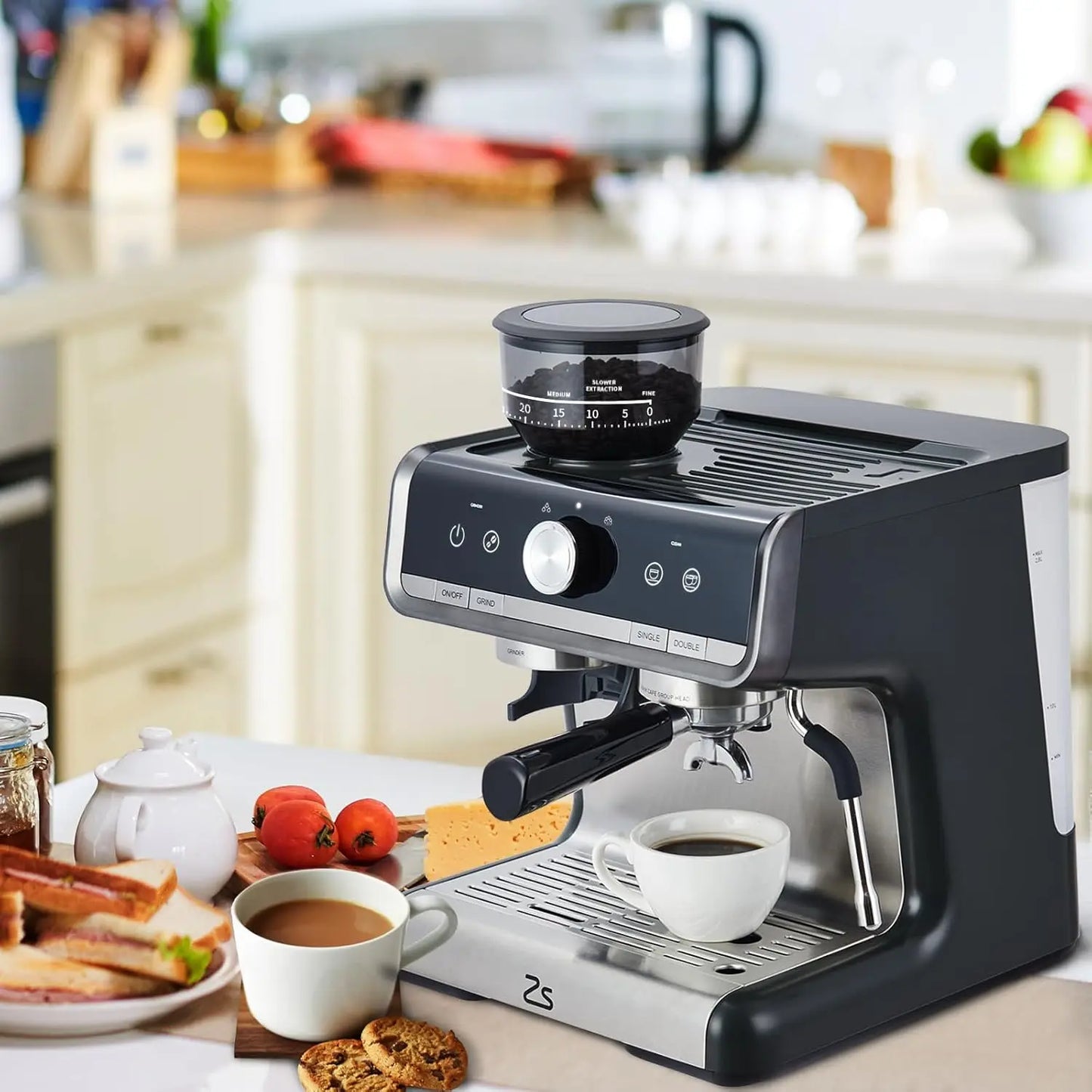 Acekool Espresso Machine Grinder Milk Frother 20 Bar