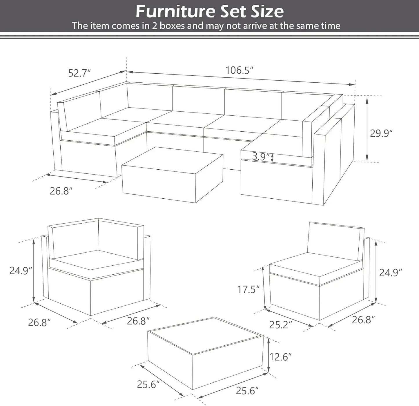 Modern Outdoor Sectional Furniture Chair Set for Patio