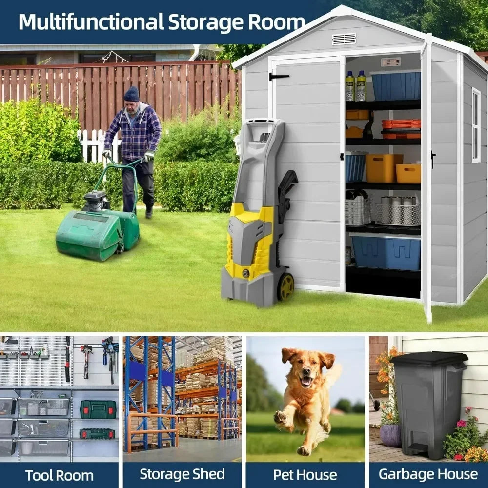 Resin Shed 6x4.4FT Outdoor Storage Shed with Floor
