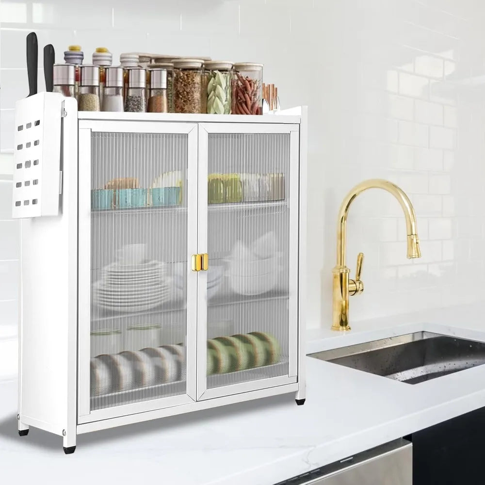 Dish Drying Rack 3-Tier for Kitchen Space-Saving Cover Large Storage Shelf Organizer with Drain Tray