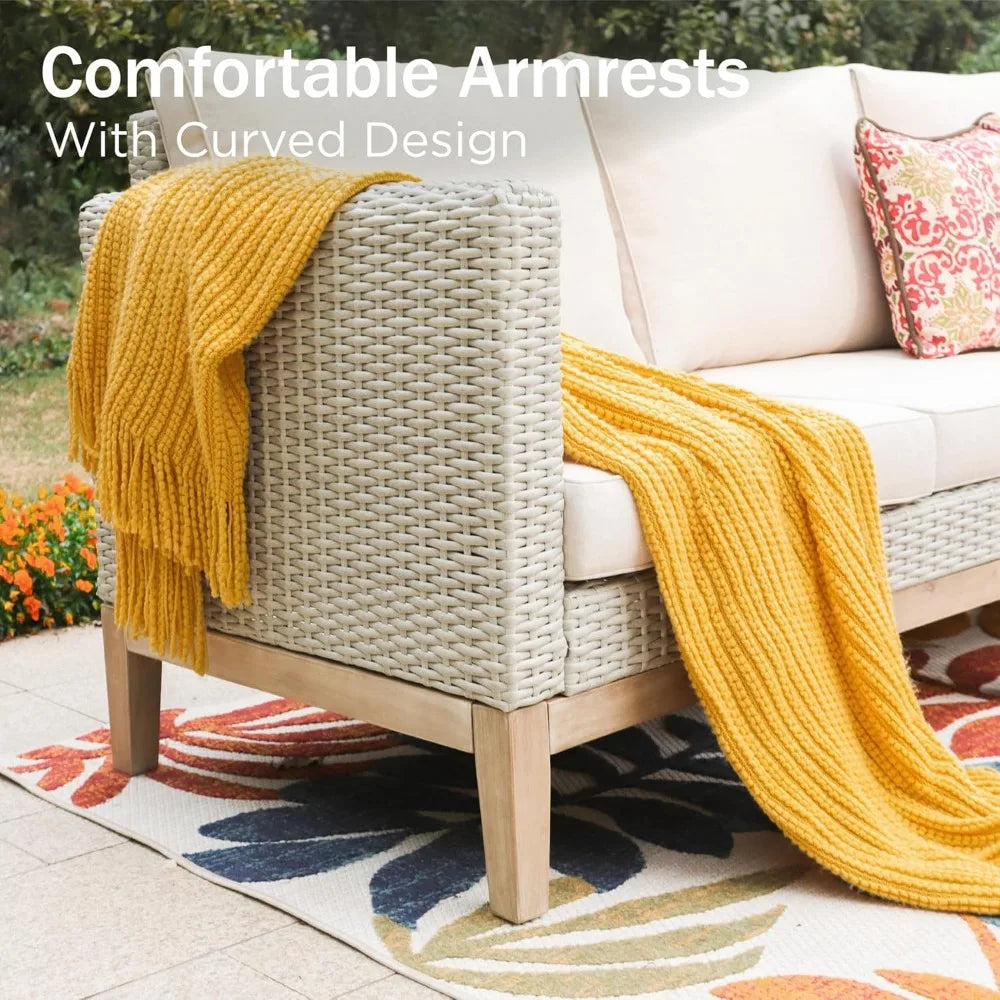 Outdoor Wicker Patio Conversation Set With Coffee Table