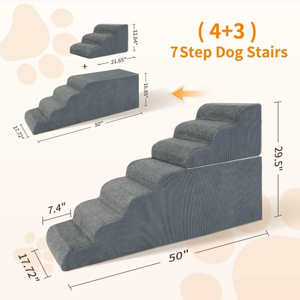7-Steps Dog Stairs for High Bed and Couch 29.5 H