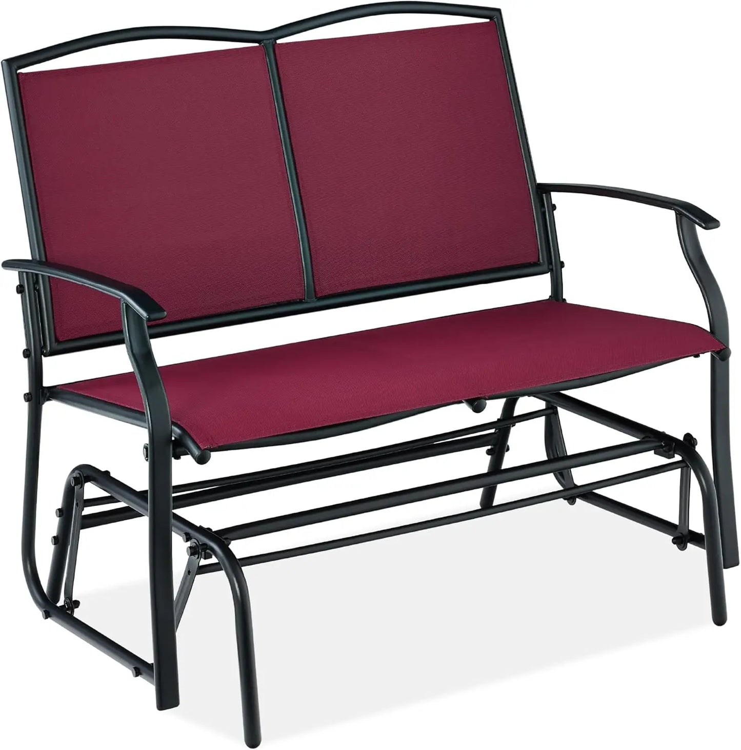2-Person Outdoor Patio Swing Glider Steel Loveseat Rocker Q