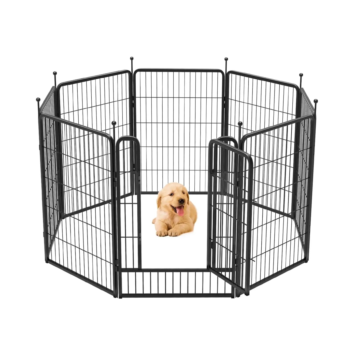 Dog Playpen Indoor & Outdoor Metal Dog Pen with Door