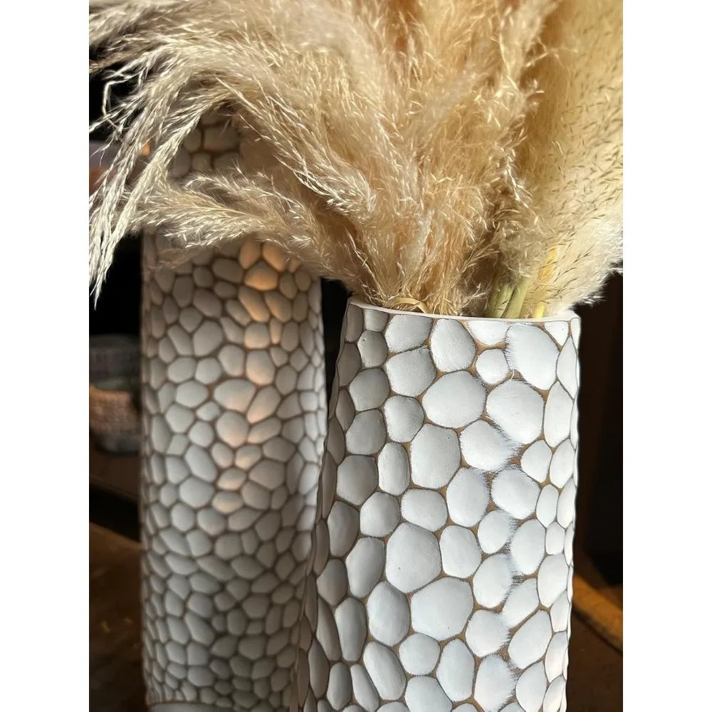 White High Footed Oversized Floor Vase for Feathers