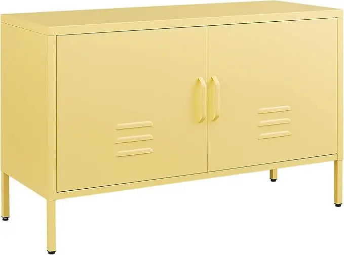 Metal Storage Cabinet Two Door Locker With Shelves Black