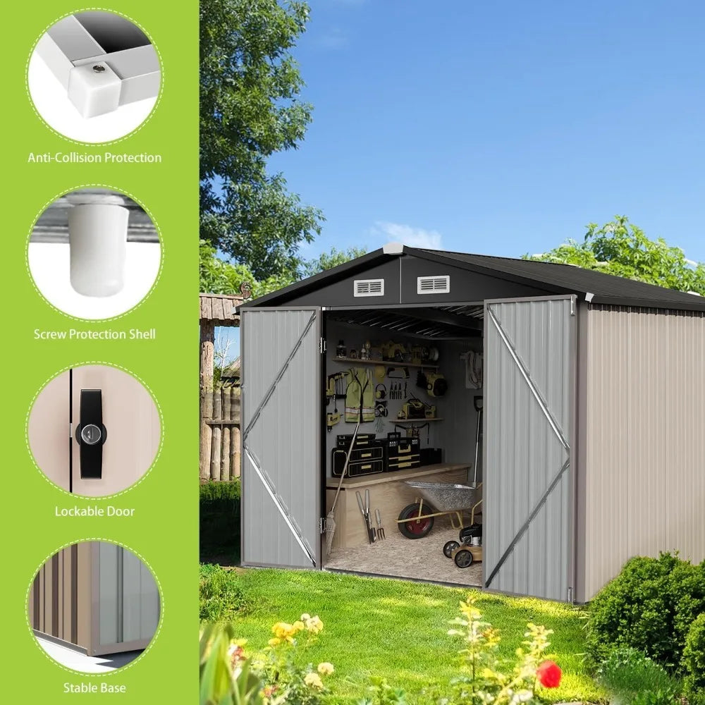 Outdoor Steel Storage Shed - Tool & Utility Shed with Door & Lock