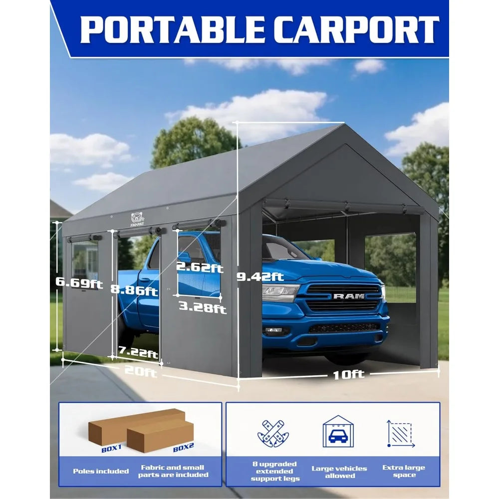 Heavy Duty 10x20 Carport Garage Shelter Pro All Weather