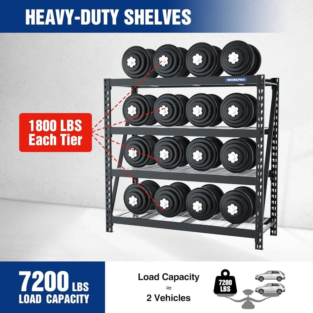 68" 4-Tier Metal Garage Shelving Unit for Heavy Duty Storage