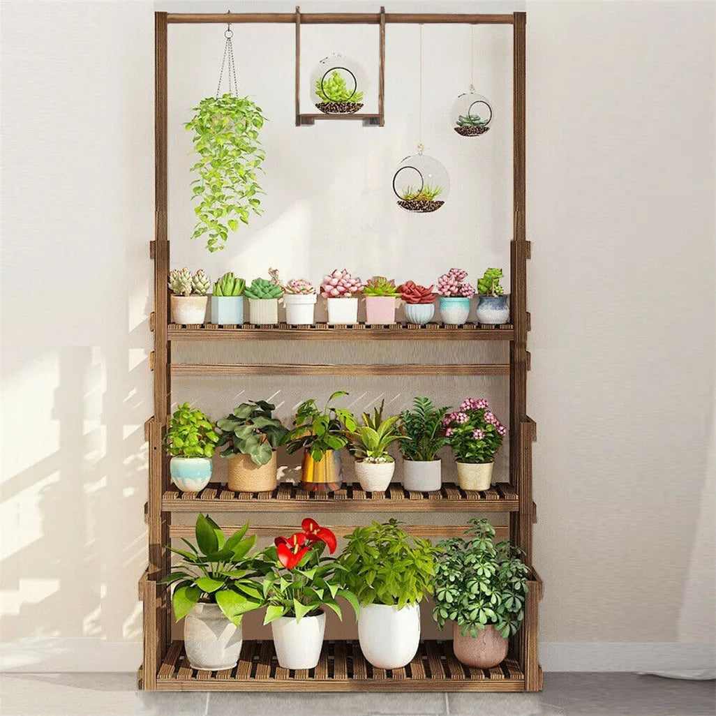 Heavy Duty Hanging Plant Stand 3 Tier Wood Planter Rack