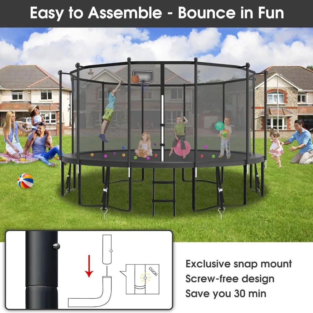 12 FT Trampoline for Kids and Adults 1500LBS with Hoop