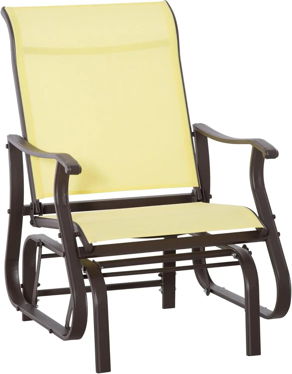 Outdoor Glider Chair With Steel Frame And Mesh Fabric
