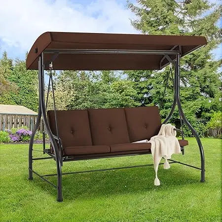 Outdoor Two Seat Patio Swing Chair With Adjustable Canopy