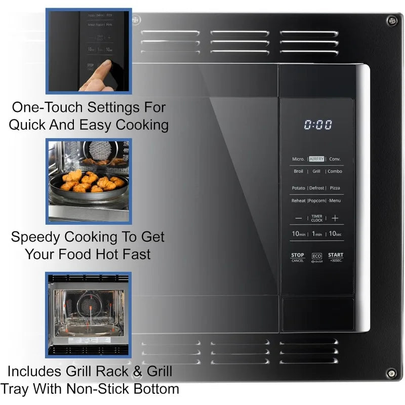 RecPro RV Kitchen Air Fryer Convection Microwave Black
