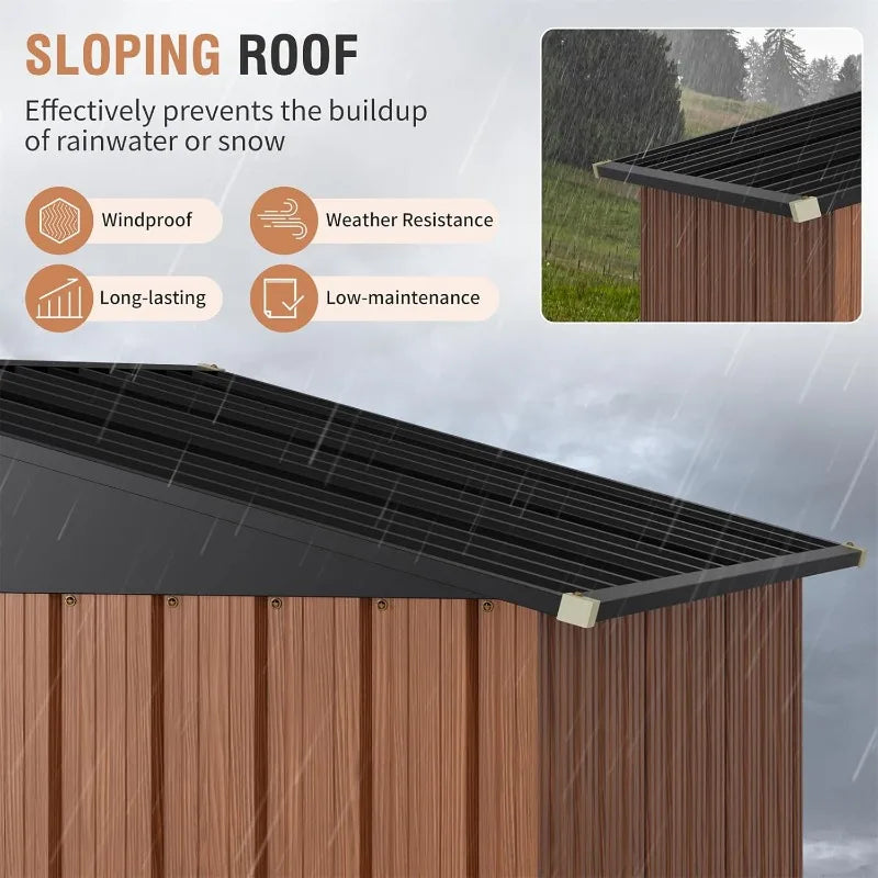 5x3 Ft Outdoor Metal Storage Shed With Lock Lean To Backyard