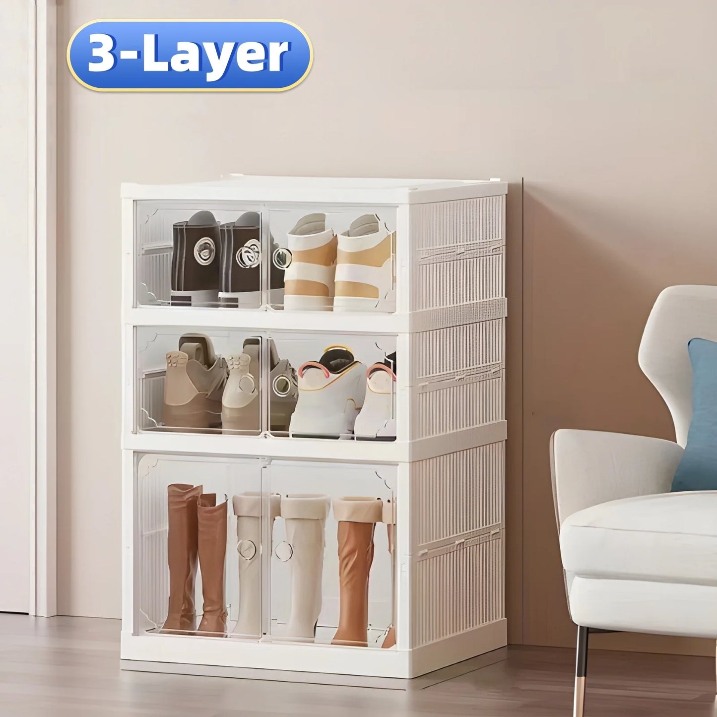 Widening Shoe Cabinet Transparent Heightening Shoes Box 12-grid