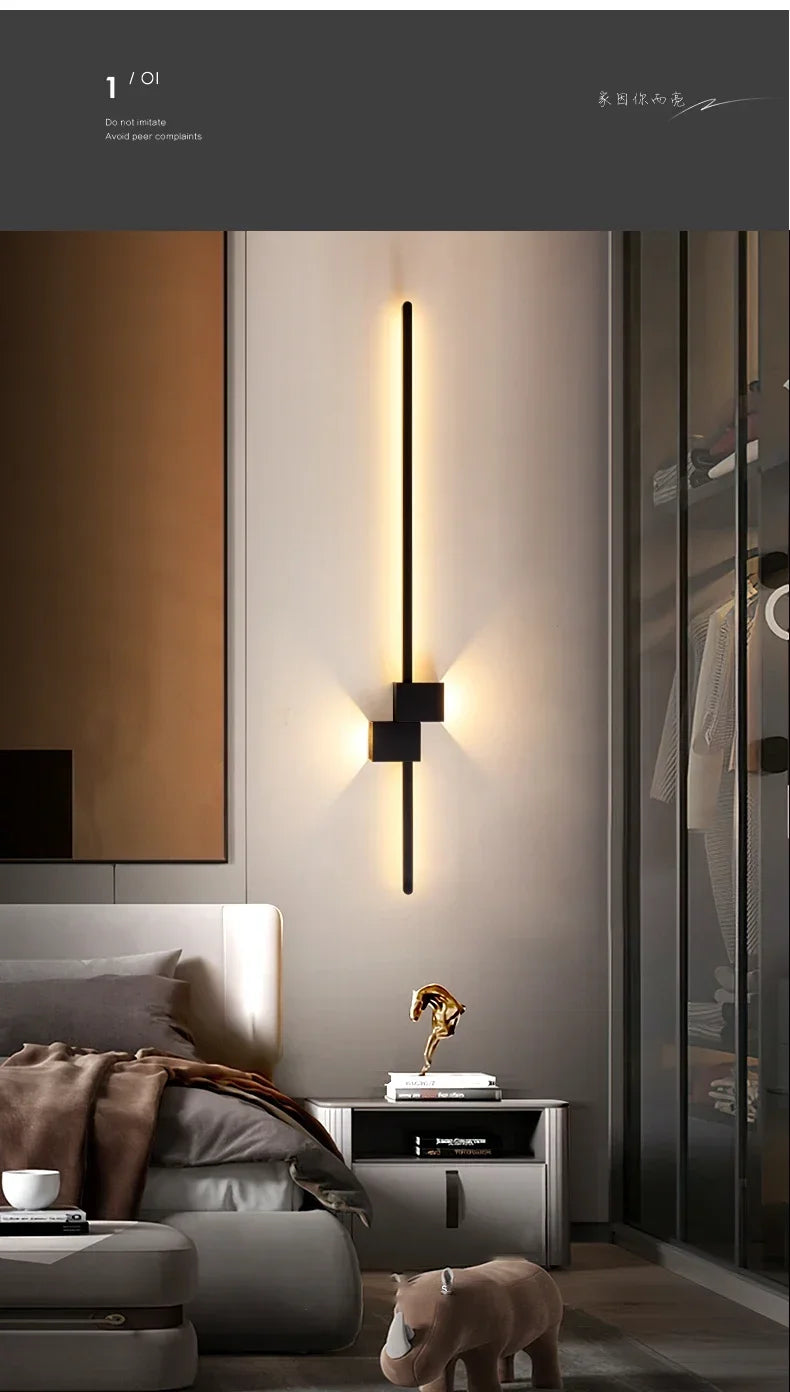 New Modern Minimalist Wall Lamp Black/Gold LED Wall Light Home Decorative Bedside Corridor Sofa Backgroung Wall Fixture