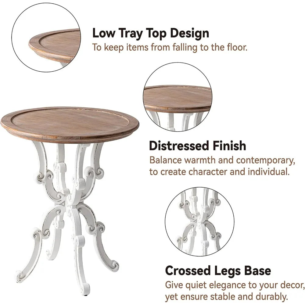 Rustic Accent End Table, Farmhouse Side Table with Natural Top