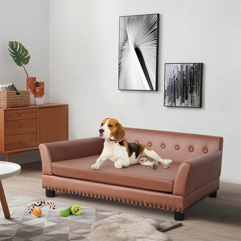 Heavy Duty Pet Sofa Large Raised Dog Bed Cushioned Lounge Bed