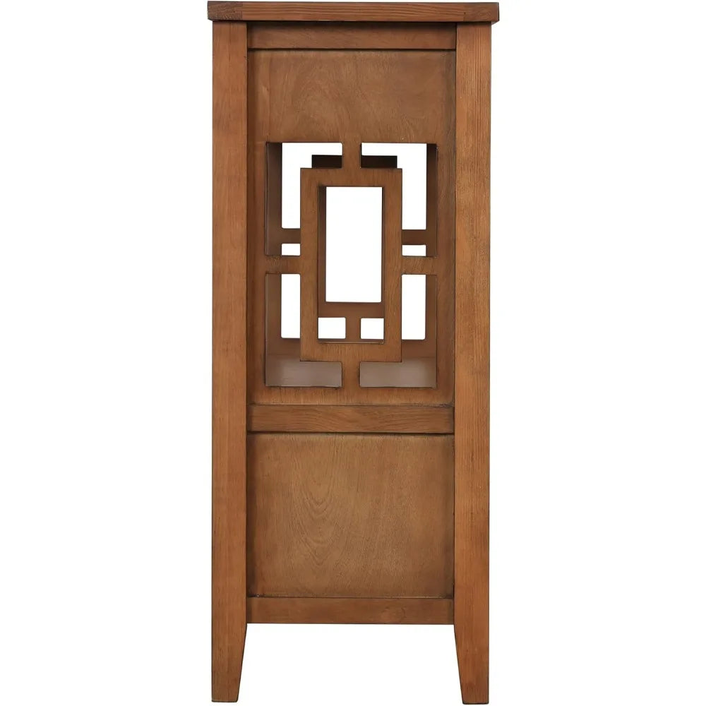 Farmhouse Entry Console Table Storage Drawers Open Shelf