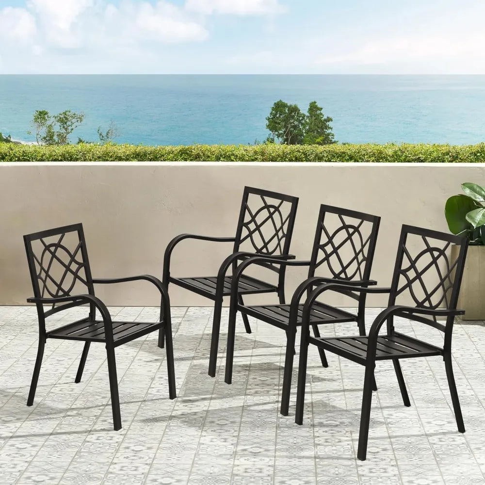 300lbs Patio Chairs Set of 4 Stackable Metal Dining Chairs