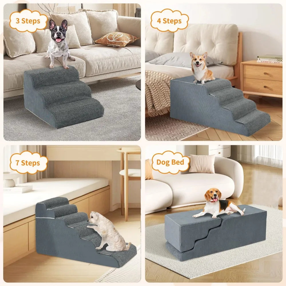 7-Steps Dog Stairs for High Bed and Couch 29.5 H