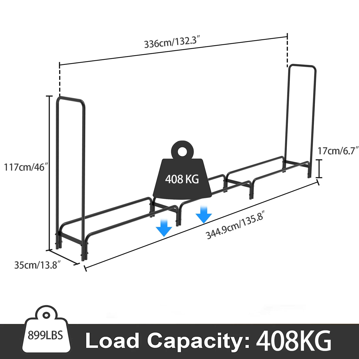 Outdoor Metal Log Rack For Fireplace Heavy Duty Storage