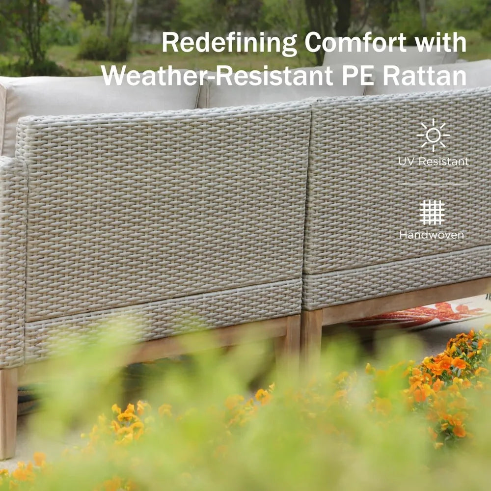 Outdoor Wicker Patio Conversation Set With Coffee Table
